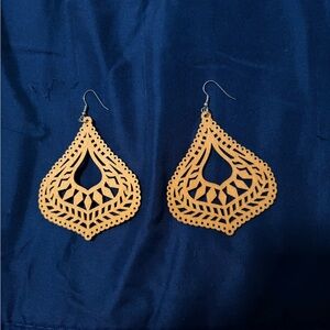 Light Brown Filigree Teardrop Earrings - Women Jewelry